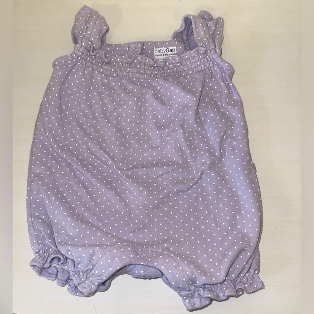 BABY GAP Lavender Polka Dot Baby Romper 0-3 Months